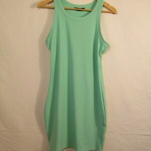 Mint Green Sleeveless Chicme Ribbed Dress